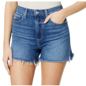 LOFT denim jean casual shorts high waisted distressed blue Sz 12 / 31